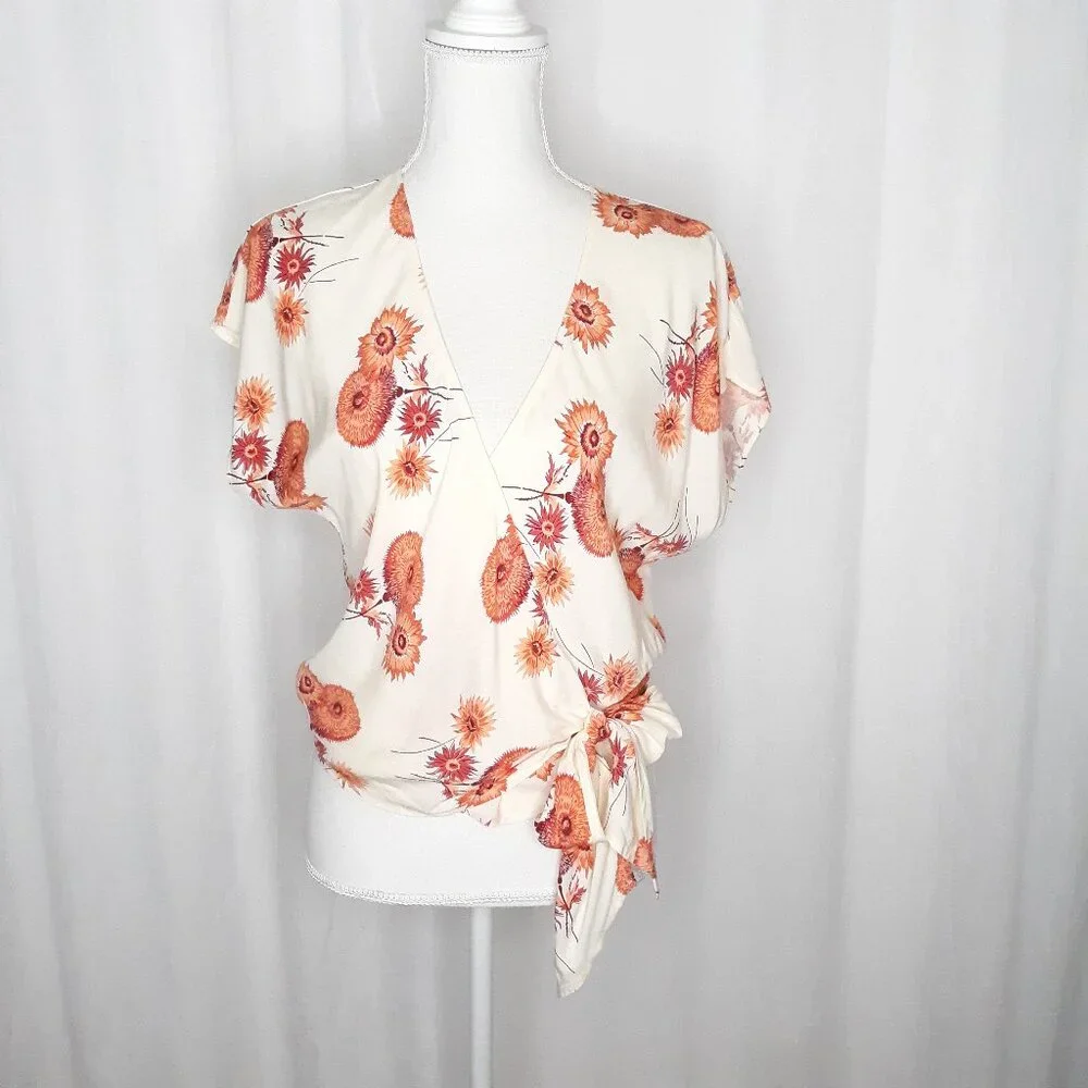 Madewell Twiggy Floral Print Wap Blouse Sash Tie - Picture 2 of 9